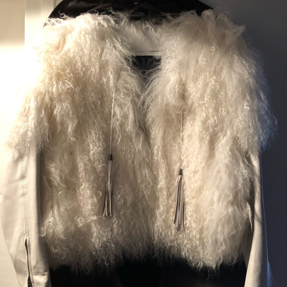 UGG curly lamb and white leather jacket